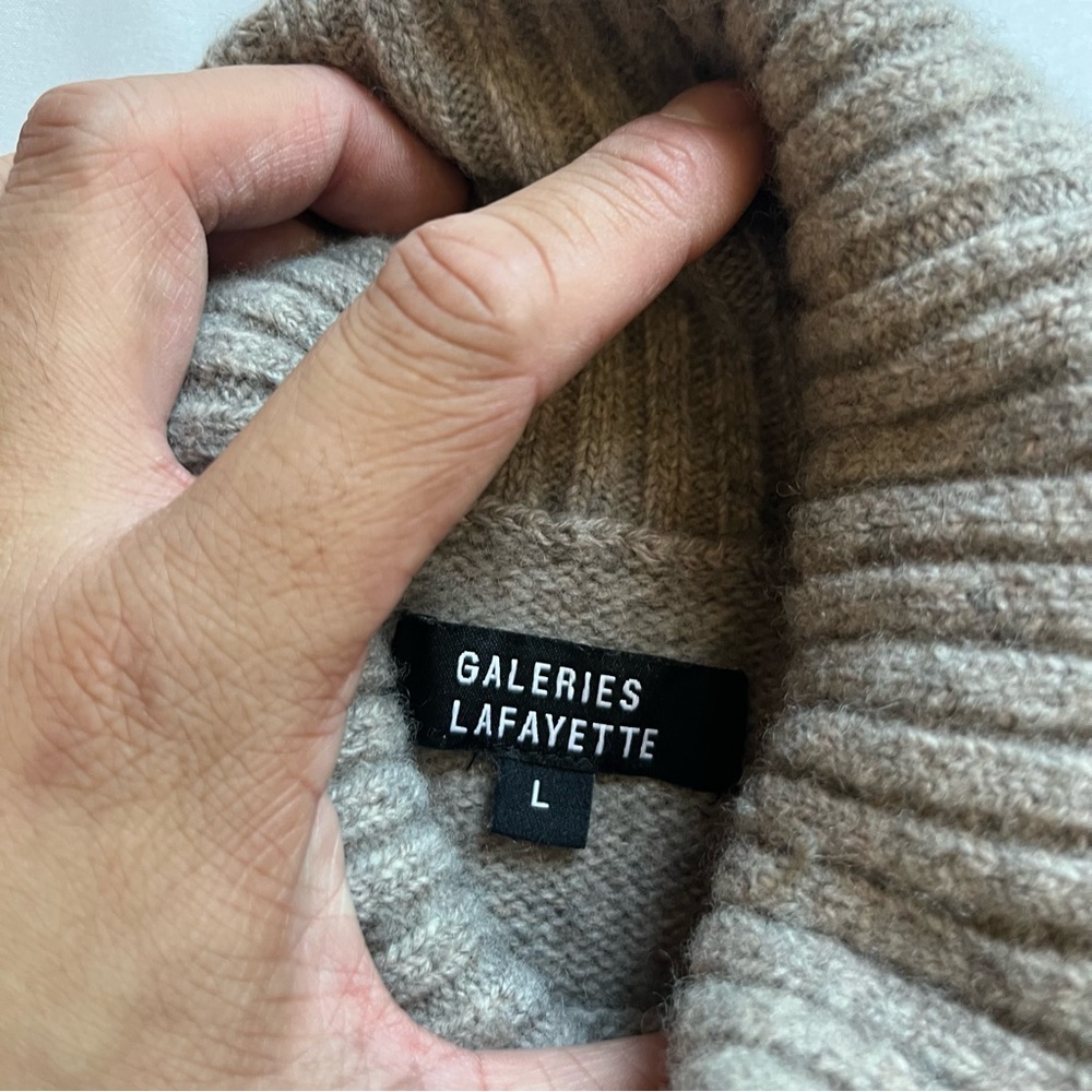 GALERIES LAFAYETTE tan wool polyamide blend‎ turtleneck long sleeve pullover - Picture 4 of 5